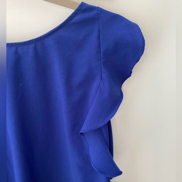 JUICY COUTURE Exaggerated Ruffle Flutter Sleeve Top Blouse Cobalt Blue Plus XXL - Picture 7 of 11